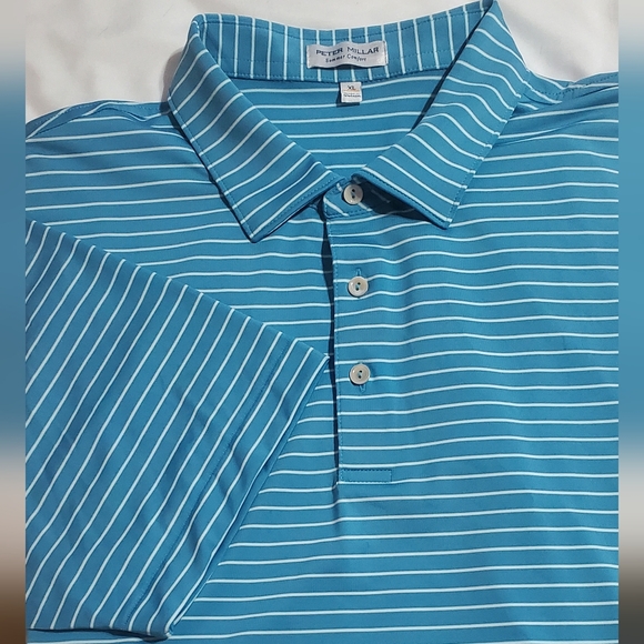 Peter Millar Aqua Striped Polo Shirt - Picture 1 of 4